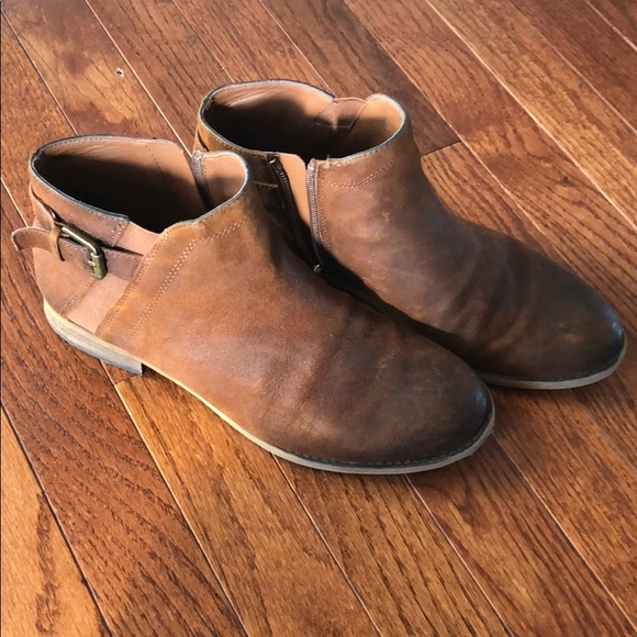 Franco Sarto Shoes - Franco Sarto distressed suede boots in cognac